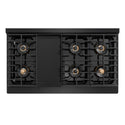 ZLINE Autograph Edition 48 in. 6.7 cu. ft. Paramount Dual Fuel Range with 8 Burner DuoPro™ Cooktop and Dual Ovens in Black Stainless Steel with Champagne Bronze Helix Handles and Accents (PSDRBZ-48-KCB)