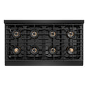 ZLINE Autograph Edition 48 in. 6.7 cu. ft. Paramount Gas Range with 8 Burner DuoPro™ Cooktop and Dual Ovens in Black Stainless Steel with Champagne Bronze Helix Handles and Accents (PSGRBZ-48-KCB)
