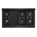 ZLINE Autograph Edition 48 in. 6.7 cu. ft. Paramount Gas Range with 8 Burner DuoPro™ Cooktop and Dual Ovens in Black Stainless Steel with Polished Gold Helix Handles and Accents (PSGRBZ-48-KG)