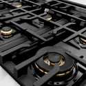 ZLINE Autograph Edition 36 in. Classic Gas Rangetop with 6 Burners and Porcelain Cooktop in Satin Stainless Steel with Champagne Bronze Accents (RTSZ-36-CB)