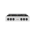ZLINE Autograph Edition 36 in. Classic Gas Rangetop with 6 Burners and Porcelain Cooktop in Satin Stainless Steel with Matte Black Accents (RTSZ-36-MB)