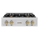 ZLINE Autograph Edition 30 in. Classic Gas Rangetop with 4 Burners and Porcelain Cooktop in Stainless Steel with Champagne Bronze Accents (RTZ-30-CB)