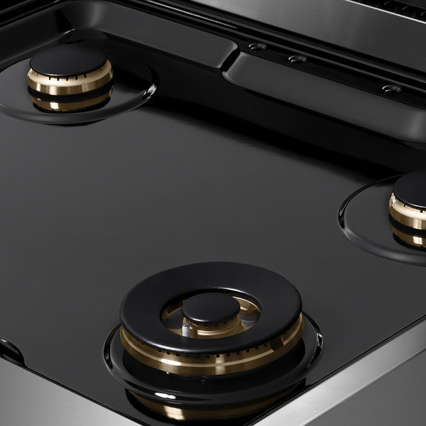 ZLINE Autograph Edition 30 in. Classic Gas Rangetop with 4 Burners and Porcelain Cooktop in Stainless Steel with Matte Black Accents (RTZ-30-MB)