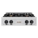 ZLINE Autograph Edition 30 in. Classic Gas Rangetop with 4 Burners and Porcelain Cooktop in Stainless Steel with Matte Black Accents (RTZ-30-MB)