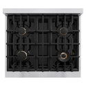 ZLINE Autograph Edition 30 in. Classic Gas Rangetop with 4 Burners and Porcelain Cooktop in Stainless Steel with Matte Black Accents (RTZ-30-MB)
