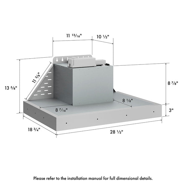 ZLINE 28 in. DuraMount™ Wall Mount Range Hood Insert in Stainless Steel (683-28)
