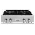ZLINE 30 in. Porcelain Rangetop in DuraSnow® Stainless Steel with 4 Gas Burners (RTS-30) front, oven closed.