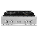 ZLINE 30 in. Porcelain Rangetop in DuraSnow® Stainless Steel with 4 Gas Brass Burners (RTS-BR-30) front, oven closed.