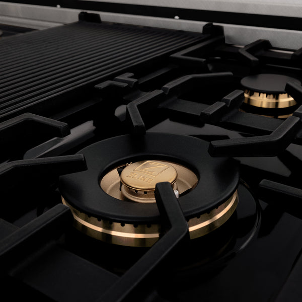ZLINE 48 in. Legacy Gas Rangetop with 6 Brass Burners and Porcelain Cooktop in Satin Stainless Steel (RTS-BR-48)