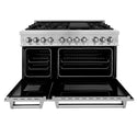 ZLINE 48 in. 6.0 cu. ft. Legacy Dual Fuel Range with 7 Burner Gas Cooktop and 2 Electric Ovens in DuraSnow® Stainless Steel (RAS-SN-48)