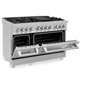 ZLINE 48 in. 6.0 cu. ft. Legacy Dual Fuel Range with 7 Burner Gas Cooktop and 2 Electric Ovens in DuraSnow® Stainless Steel (RAS-SN-48)