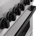 ZLINE Autograph Edition 48 in. 6.0 cu. ft. Dual Fuel Range with Gas Stove and Electric Oven in DuraSnow® Stainless Steel with Matte Black Accents (RASZ-SN-48-MB) oven door close-up.