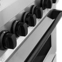 ZLINE Autograph Edition 48 in. Kitchen Package with Stainless Steel Dual Fuel Range and Range Hood with Matte Black Accents (2AKP-RARH48-MB) oven door close-up.