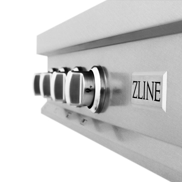 ZLINE 48 in. Porcelain Gas Stovetop in DuraSnow Stainless Steel with 7 Gas Burners and Griddle (RTS-48)-Cooktops-RTS-48 ZLINE Kitchen and Bath