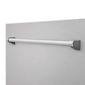 ZLINE 18 in. Tallac Series 3rd Rack Top Control Dishwasher with a Stainless Steel Tub with Fingerprint Resistant Stainless Steel Panel, 51dBa (DWV-SN-18) close-up, handle on dishwasher exterior.