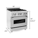 ZLINE 30 in. 4.0 cu. ft. Legacy Dual Fuel Range with 4 Burner Gas Cooktop and Electric Convection Oven in DuraSnow® Stainless Steel with Griddle (RAS-SN-GR-30)