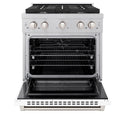 ZLINE 30 in. 4.2 cu. ft. Paramount Dual Fuel Range with 4 Burner Gas Cooktop and Electric Convection Oven in Satin Stainless Steel with White Matte Door (SDRS-WM-30)