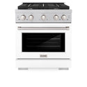 ZLINE 30 in. 4.2 cu. ft. Paramount Dual Fuel Range with 4 Burner Gas Cooktop and Electric Convection Oven in Satin Stainless Steel with White Matte Door (SDRS-WM-30)