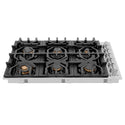 ZLINE 36 in. Gas Cooktop with 6 Brass Burners and Black Porcelain Top (RC-BR-36-PBT) front.