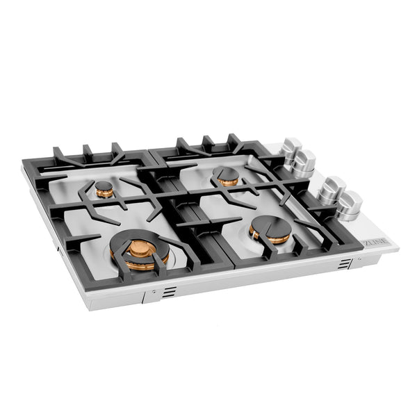 ZLINE 30 in. Gas Cooktop with 4 Brass Burners (RC-BR-30)-Cooktops-RC-BR-30 ZLINE Kitchen and Bath