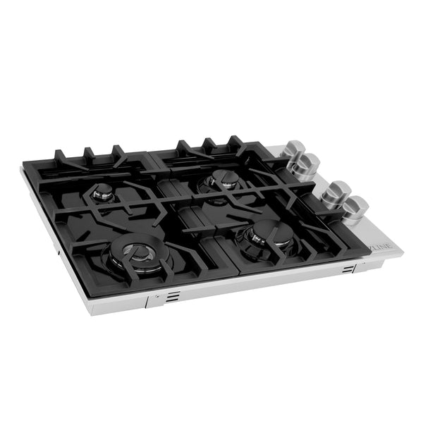 ZLINE 30 in. Gas Cooktop with 4 Burners and Black Porcelain Top (RC30-PBT)-Cooktops-RC30-PBT ZLINE Kitchen and Bath