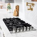 ZLINE 36 in. Gas Cooktop with 6 Burners and Black Porcelain Top (RC36-PBT)-Cooktops-RC36-PBT ZLINE Kitchen and Bath