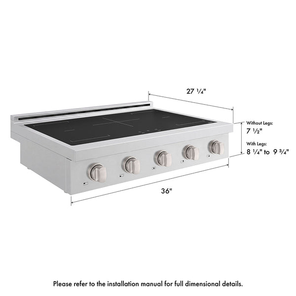 ZLINE 36 in. Paramount Induction Rangetop with 5 Element Cooktop in Stainless Steel (SINRT36)