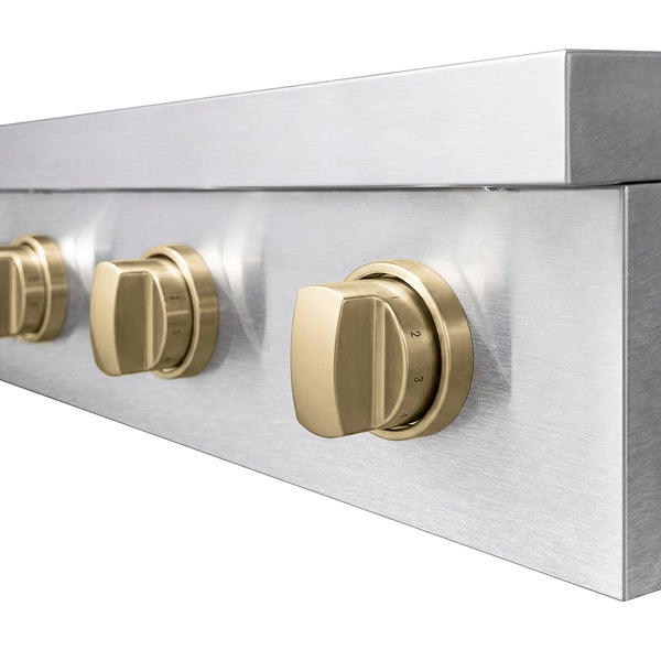 ZLINE Autograph Edition 30 in. Paramount Induction Rangetop with 4 Element Cooktop in Satin Stainless Steel and Champagne Bronze Accents (SINRTSZ-30-CB)