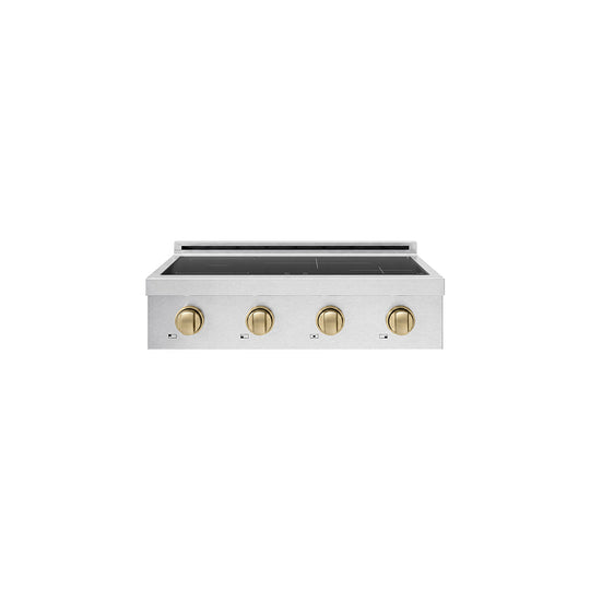 ZLINE Autograph Edition 30 in. Paramount Induction Rangetop with 4 Element Cooktop in Satin Stainless Steel and Champagne Bronze Accents (SINRTSZ-30-CB)