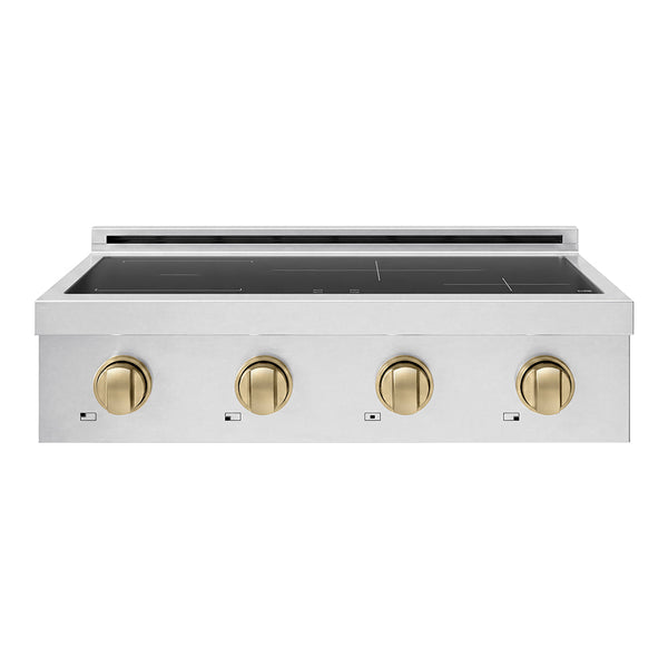 ZLINE Autograph Edition 30 in. Paramount Induction Rangetop with 4 Element Cooktop in Stainless Steel and Champagne Bronze Accents (SINRTZ-30-CB)