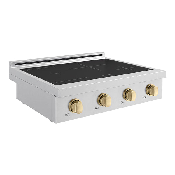 ZLINE Autograph Edition 30 in. Paramount Induction Rangetop with 4 Element Cooktop in Stainless Steel and Champagne Bronze Accents (SINRTZ-30-CB)