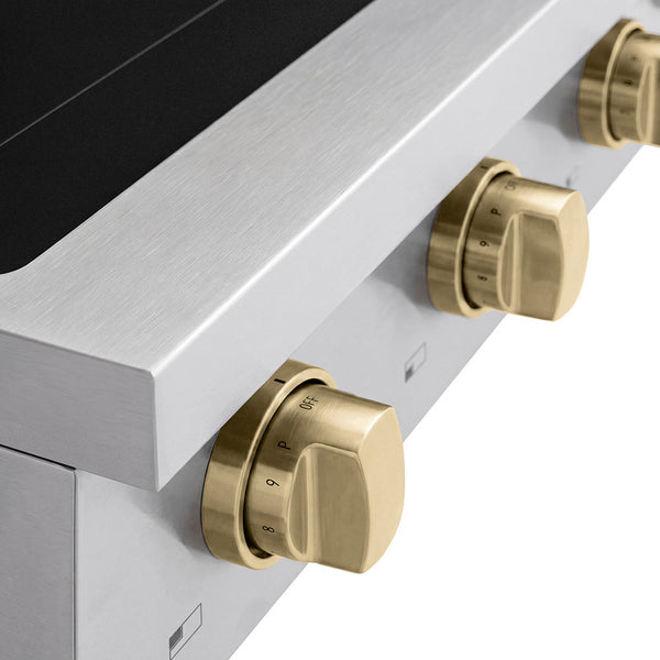 ZLINE Autograph Edition 36 in. Paramount Induction Rangetop with 5 Element Cooktop in Stainless Steel and Champagne Bronze Accents (SINRTZ-36-CB)