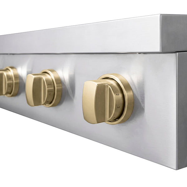 ZLINE Autograph Edition 36 in. Paramount Induction Rangetop with 5 Element Cooktop in Stainless Steel and Champagne Bronze Accents (SINRTZ-36-CB)