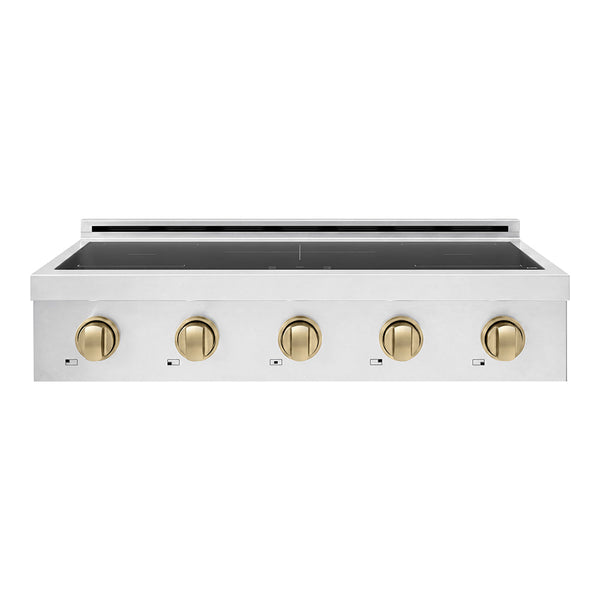 ZLINE Autograph Edition 36 in. Paramount Induction Rangetop with 5 Element Cooktop in Stainless Steel and Champagne Bronze Accents (SINRTZ-36-CB)