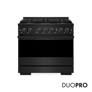 ZLINE 36 in. 5.2 cu. ft. Marino Dual Fuel Range with 6 Burner DuoPro™ Cooktop and Electric Convection Oven in Black Stainless Steel (PMDRB-36)