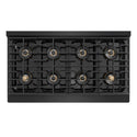 ZLINE Autograph Edition 48 in. 6.7 cu. ft. Marino Dual Fuel Range with 8 Burner DuoPro™ Cooktop and Dual Ovens in Black Stainless Steel and Polished Gold Accents (PMDRBZ-48-G)