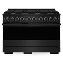 ZLINE 48 in. 6.7 cu. ft. Marino Double Oven Dual Fuel Range in Black Stainless Steel with 8 Brass Burners (MDRB-BR-48)