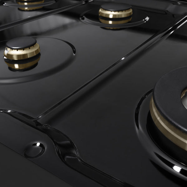 ZLINE 48 in. 6.7 cu. ft. Marino Double Oven Gas Range in Black Stainless Steel with 8 Brass Burners (MGRB-BR-48)