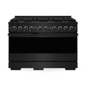 ZLINE 48 in. 6.7 cu. ft. Marino Double Oven Gas Range in Black Stainless Steel with 8 Brass Burners (MGRB-BR-48)