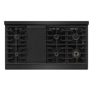 ZLINE 48 in. 6.7 cu. ft. Marino Double Oven Gas Range in Black Stainless Steel with 8 Brass Burners (MGRB-BR-48)
