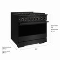 ZLINE 36 in. 5.2 cu. ft. Marino Gas Range with 6 Burner DuoPro™ Cooktop and Convection Gas Oven in Black Stainless Steel (PMGRB-36)