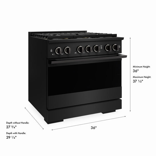 ZLINE 36 in. 5.2 cu. ft. Marino Gas Range with 6 Burner DuoPro™ Cooktop and Convection Gas Oven in Black Stainless Steel (PMGRB-36)