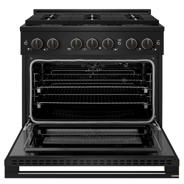 ZLINE 36 in. 5.2 cu. ft. Marino Gas Range with 6 Burner DuoPro™ Cooktop and Convection Gas Oven in Black Stainless Steel (PMGRB-36)