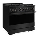 ZLINE 36 in. 5.2 cu. ft. Marino Gas Range with 6 Burner DuoPro™ Cooktop and Convection Gas Oven in Black Stainless Steel (PMGRB-36)
