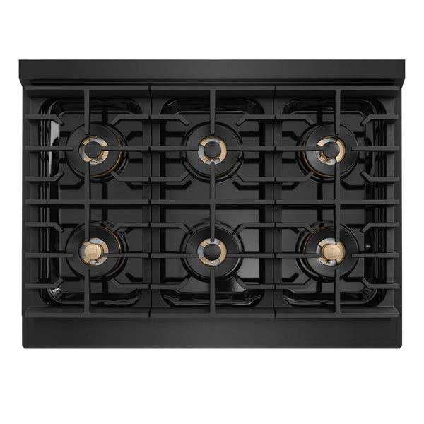 ZLINE 36 in. 5.2 cu. ft. Marino Gas Range with 6 Burner DuoPro™ Cooktop and Convection Gas Oven in Black Stainless Steel (PMGRB-36)