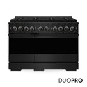 ZLINE 48 in. 6.7 cu. ft. Marino Gas Range with 8 Burner DuoPro™ Cooktop and Dual Ovens in Black Stainless Steel (PMGRB-48)