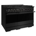 ZLINE 48 in. 6.7 cu. ft. Marino Gas Range with 8 Burner DuoPro™ Cooktop and Dual Ovens in Black Stainless Steel (PMGRB-48)