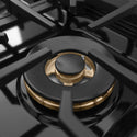 ZLINE Autograph Edition 30 in. 4.2 cu. ft. Marino Gas Range with 4 Burner DuoPro™ Cooktop and Convection Gas Oven in Black Stainless Steel and Polished Gold Accents (PMGRBZ-30-G)