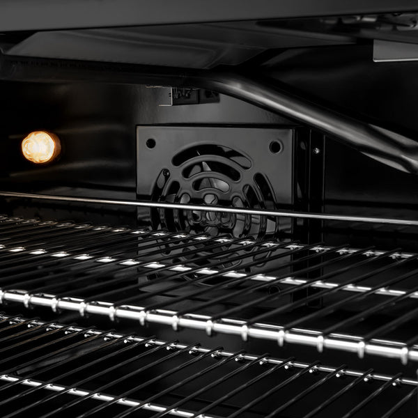 ZLINE Autograph Edition 30 in. 4.2 cu. ft. Marino Gas Range with 4 Burner DuoPro™ Cooktop and Convection Gas Oven in Black Stainless Steel and Polished Gold Accents (PMGRBZ-30-G)