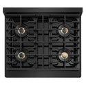 ZLINE Autograph Edition 30 in. 4.2 cu. ft. Marino Gas Range with 4 Burner DuoPro™ Cooktop and Convection Gas Oven in Black Stainless Steel and Polished Gold Accents (PMGRBZ-30-G)